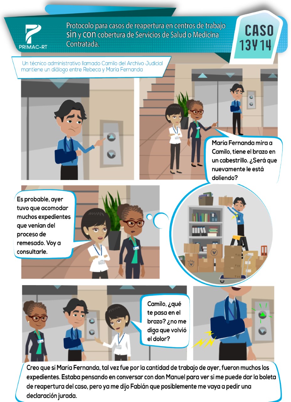 Casos 13 y 14: Reapertura en centros de trabajo sin y con Servicios de Salud o Medicina Contratada